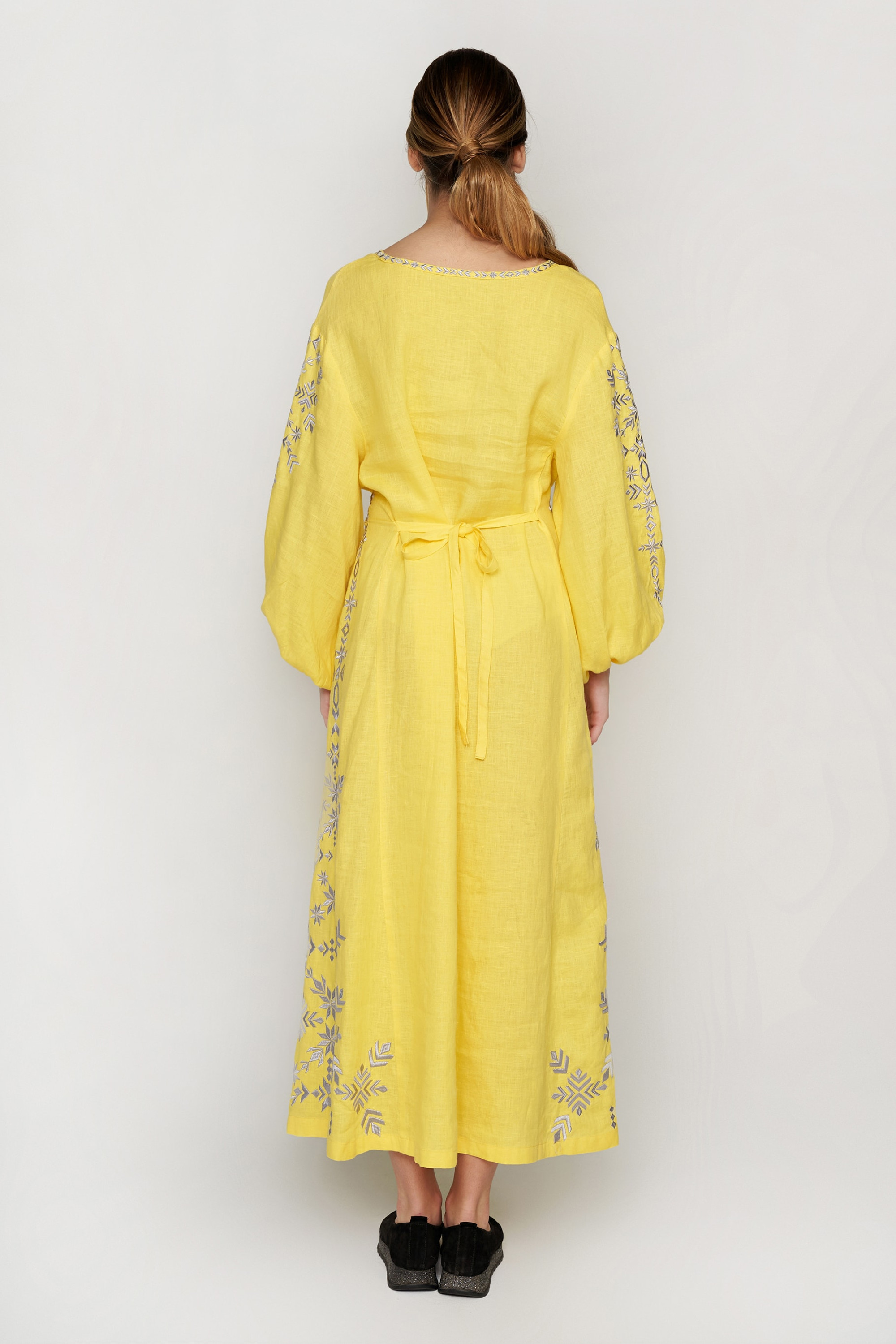 Women's embroidered dress Yellow