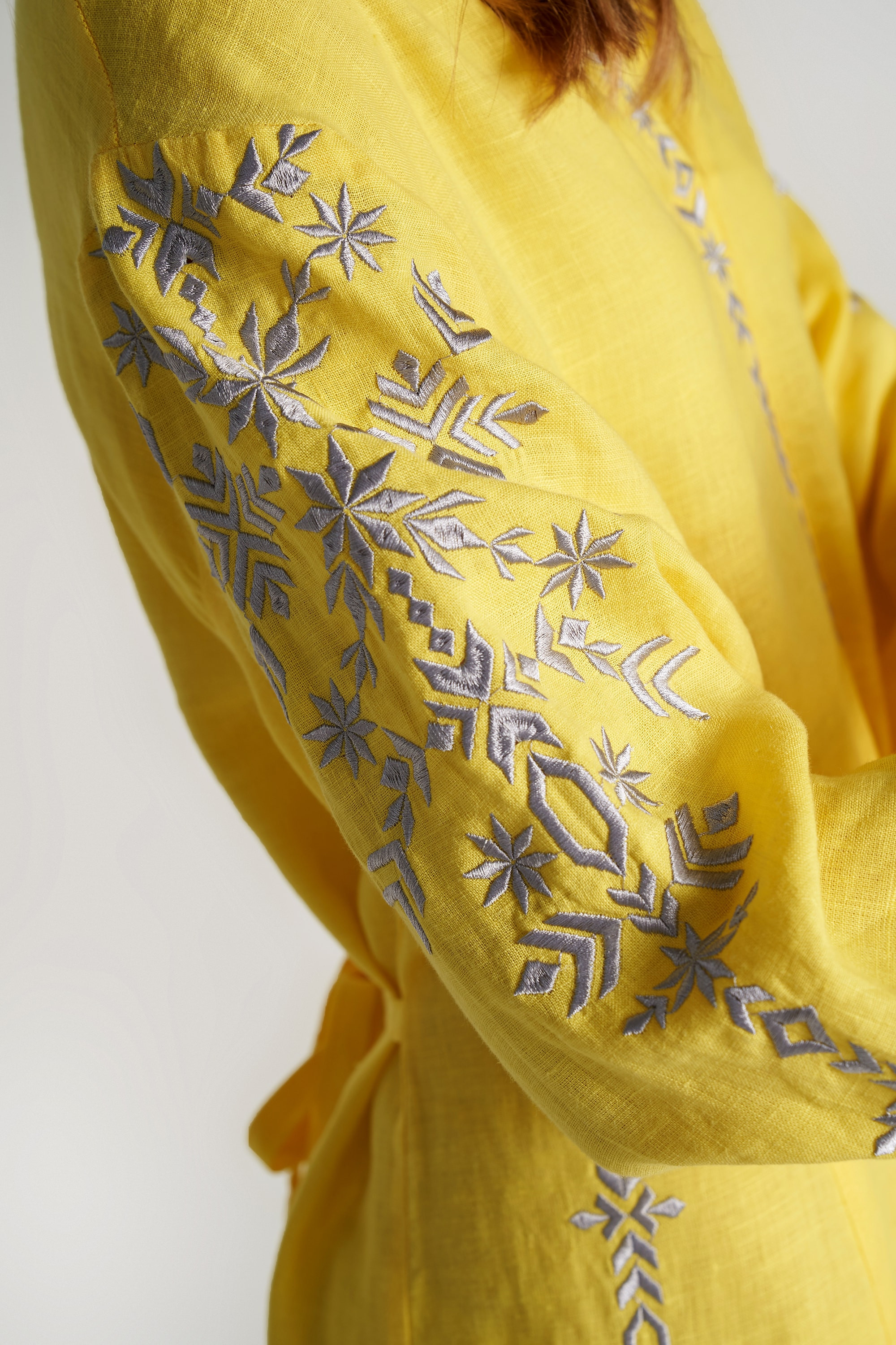 Women's embroidered dress Yellow