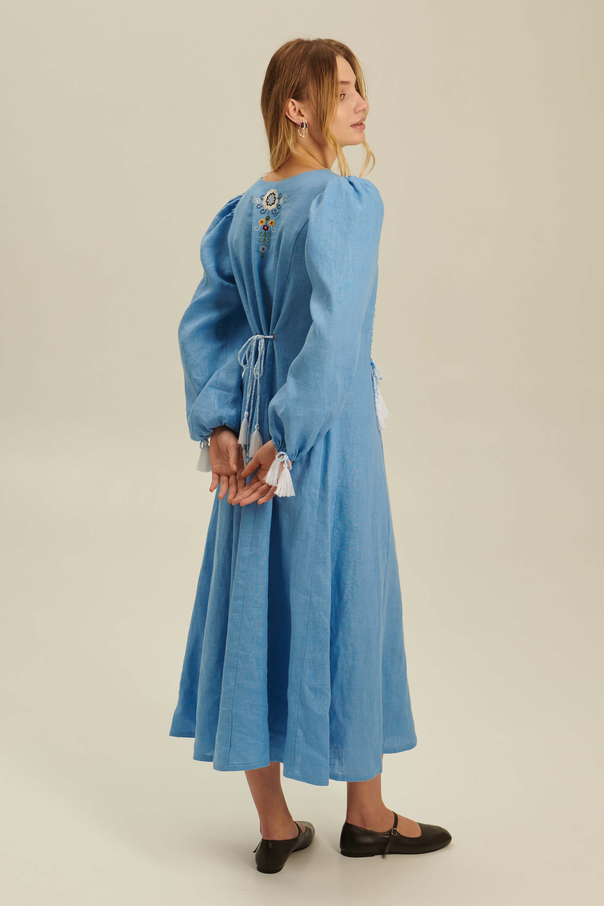 Women's linen embroidered dress Freckle