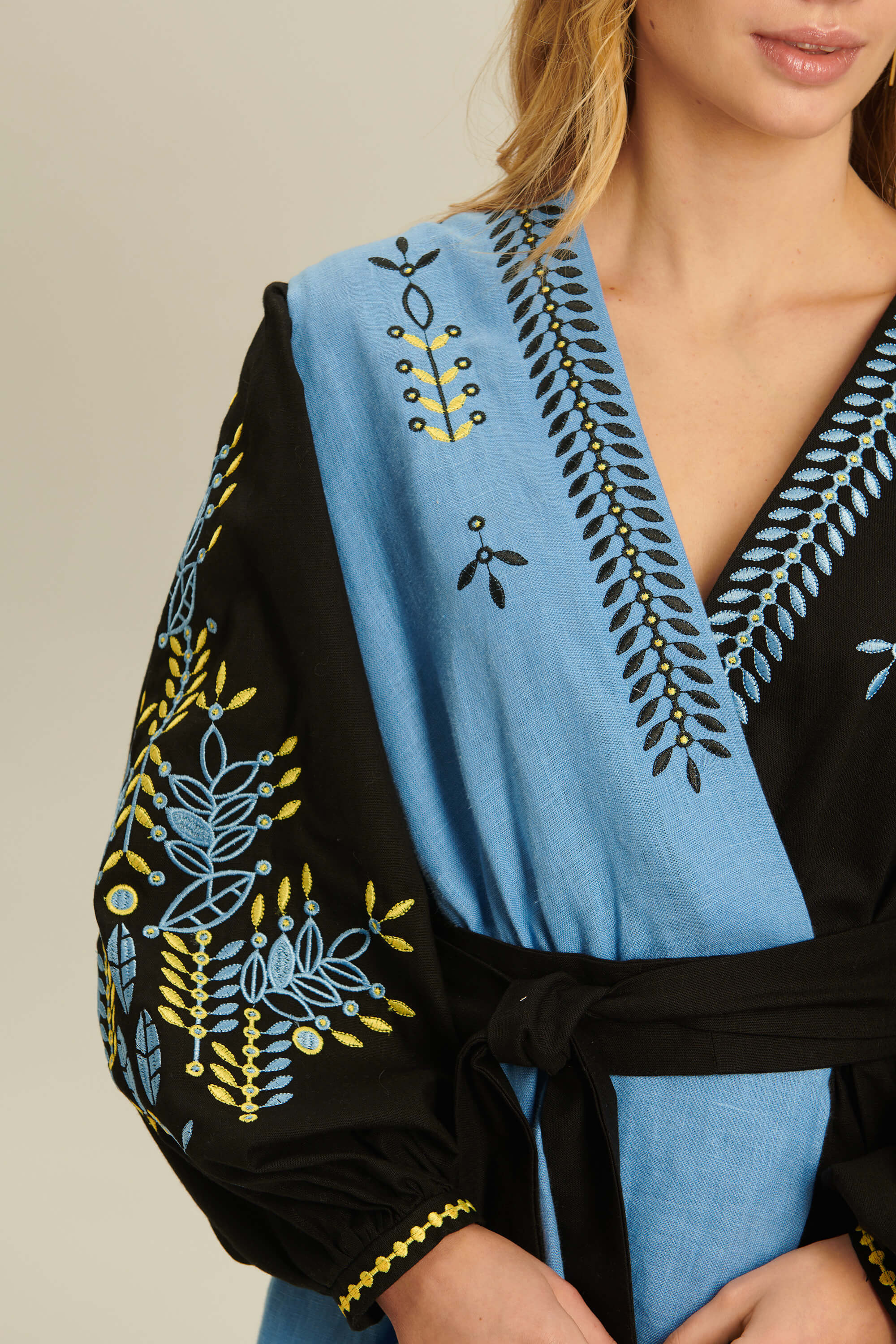 Women's linen embroidered dress Rye