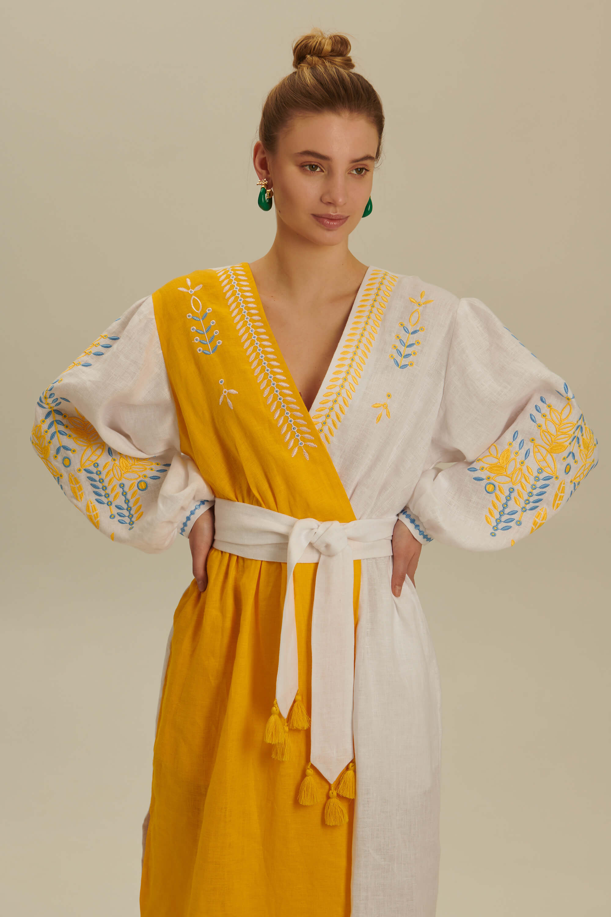 Women's linen embroidered dress Rye 2 | S | 42-44