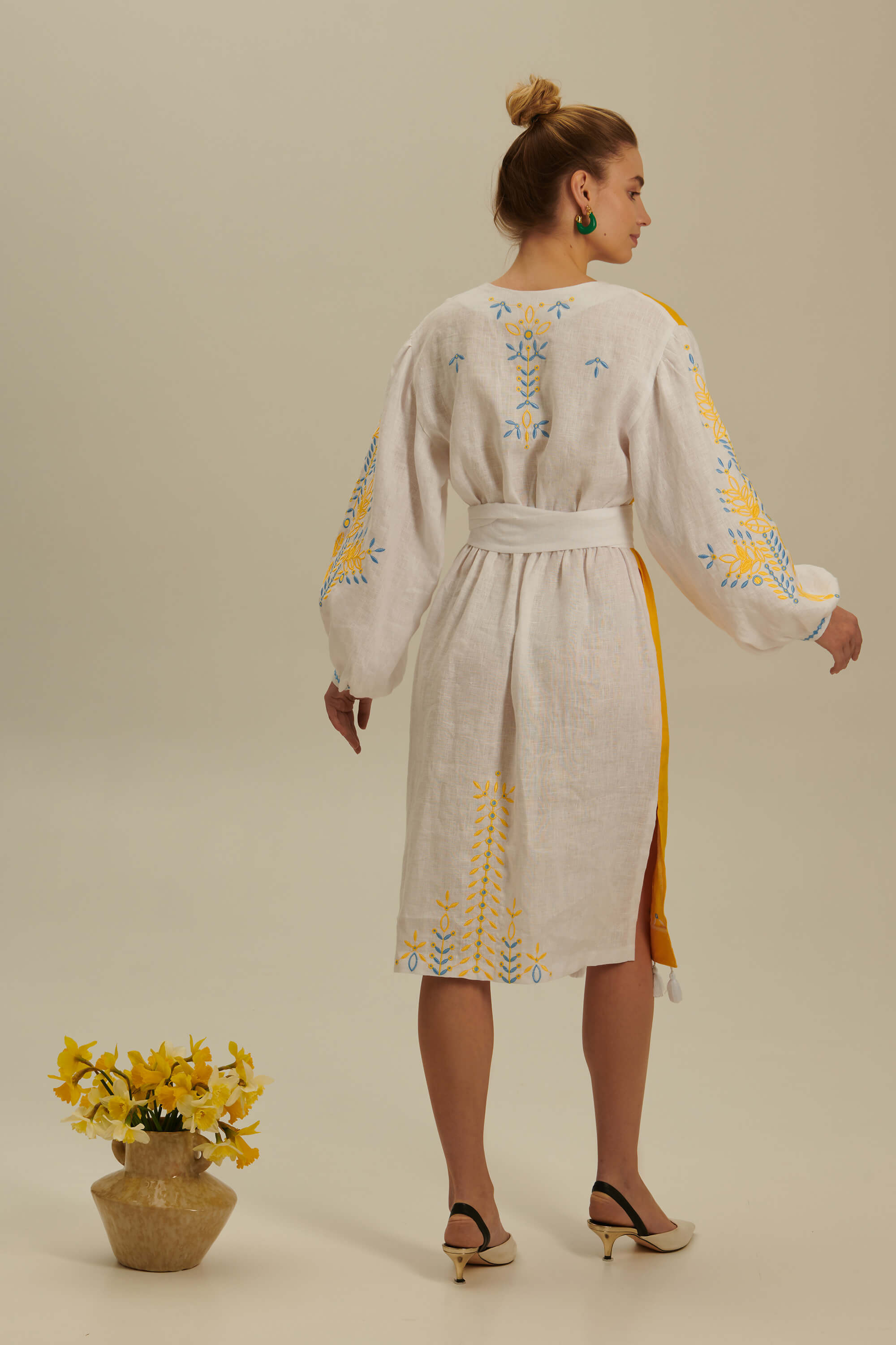 Women's linen embroidered dress Rye 2 | S | 42-44