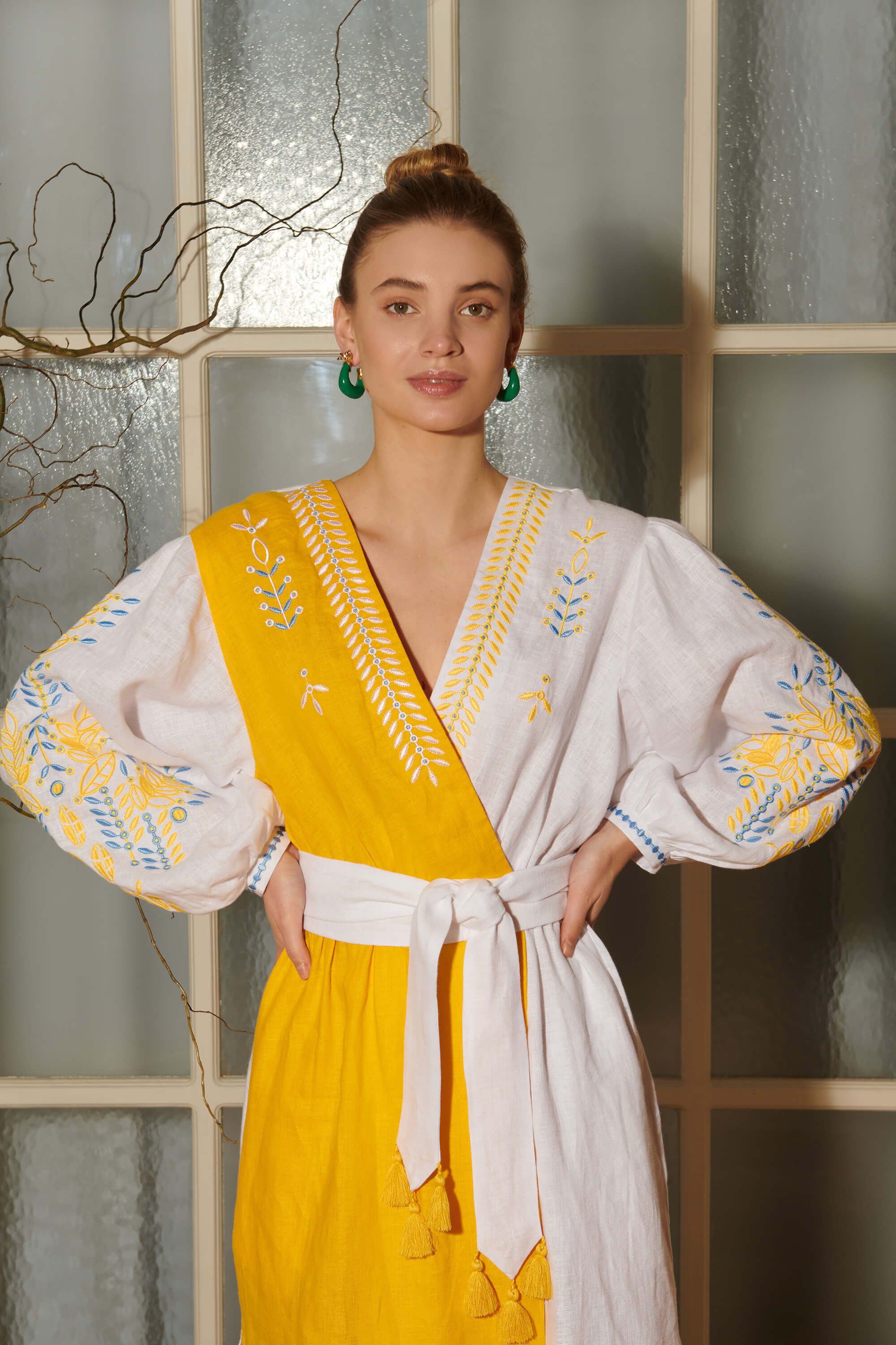 Women's linen embroidered dress Rye 2