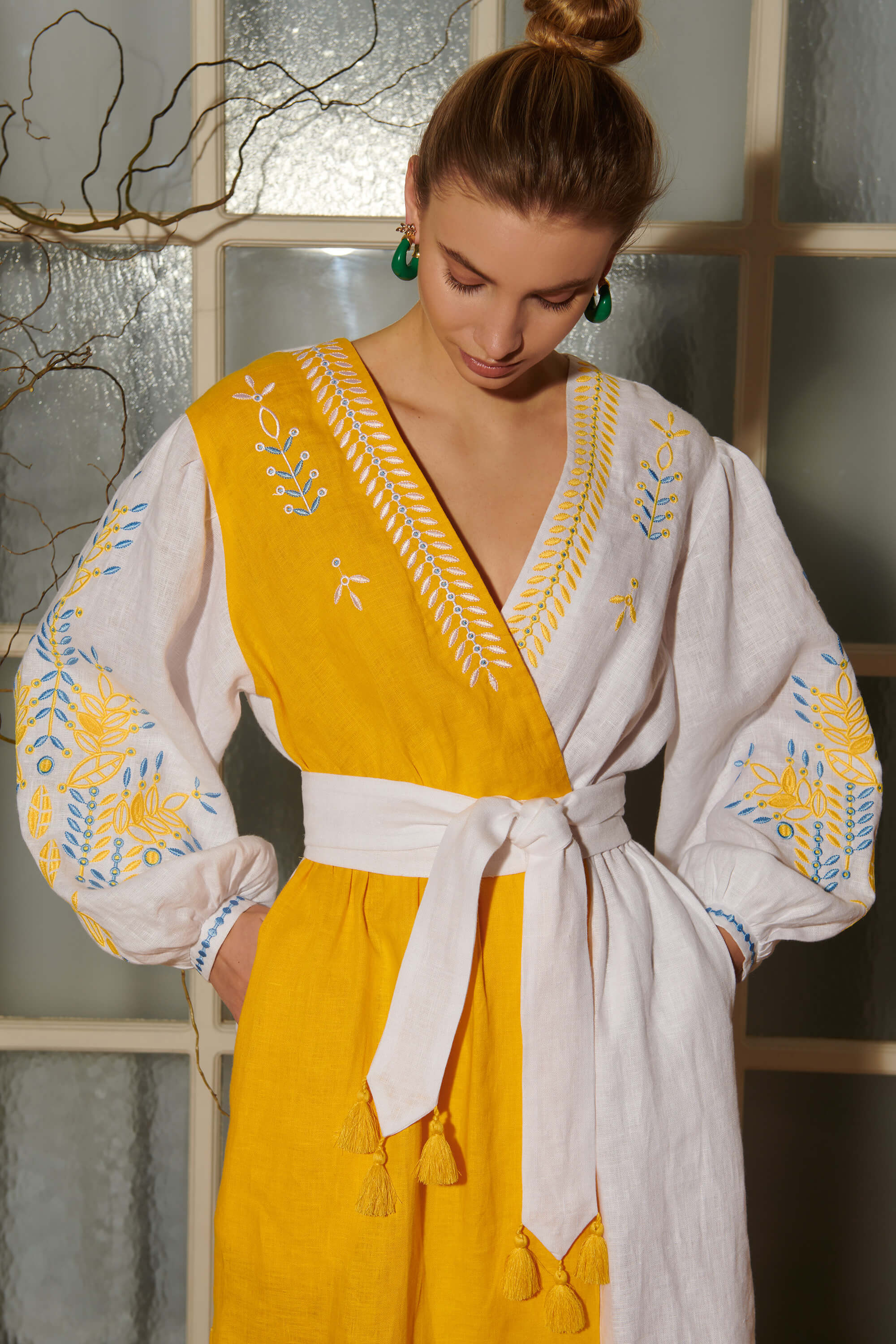 Women's linen embroidered dress Rye 2 | S | 42-44