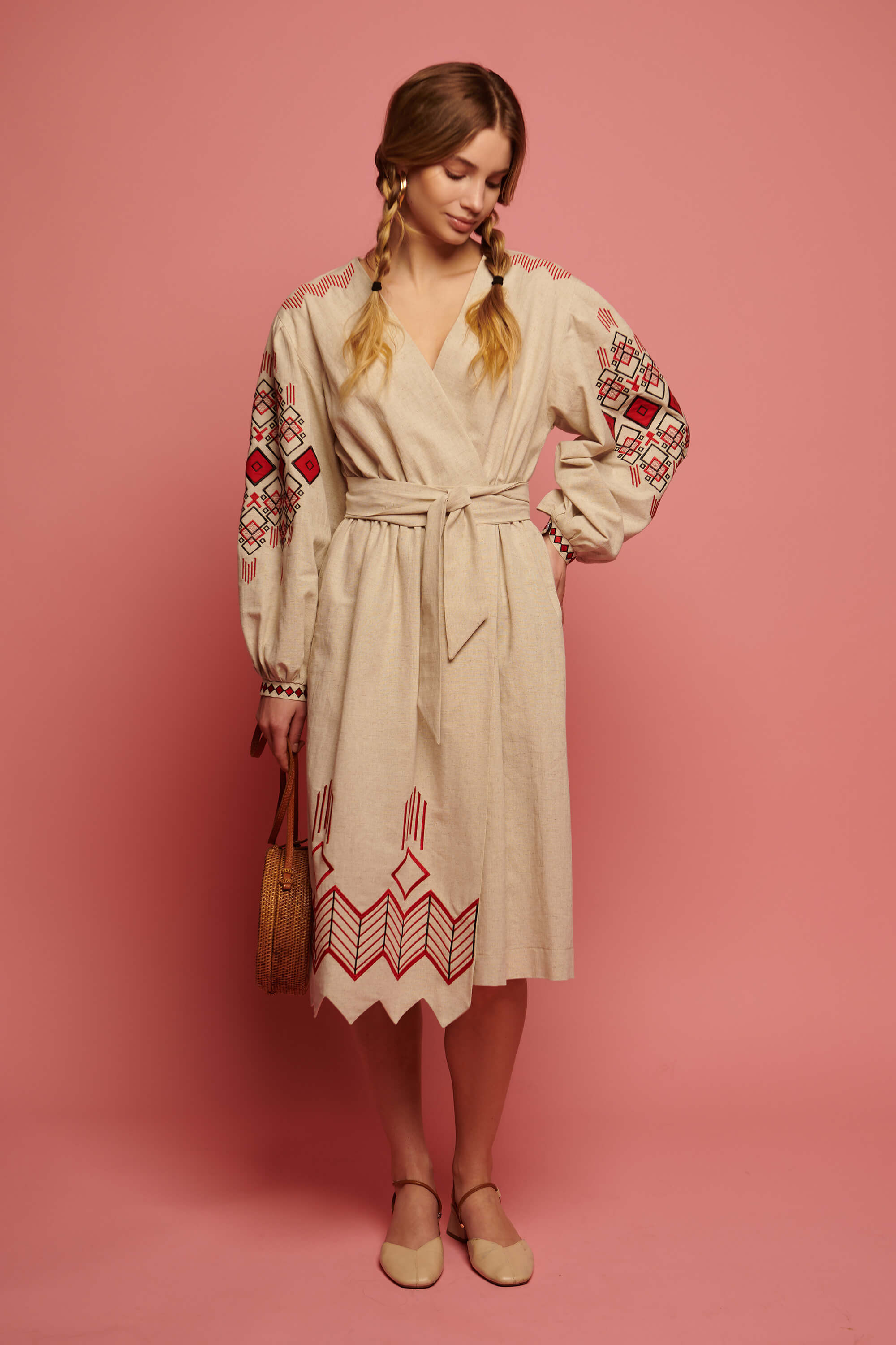 Women's linen embroidered dress Wave 3