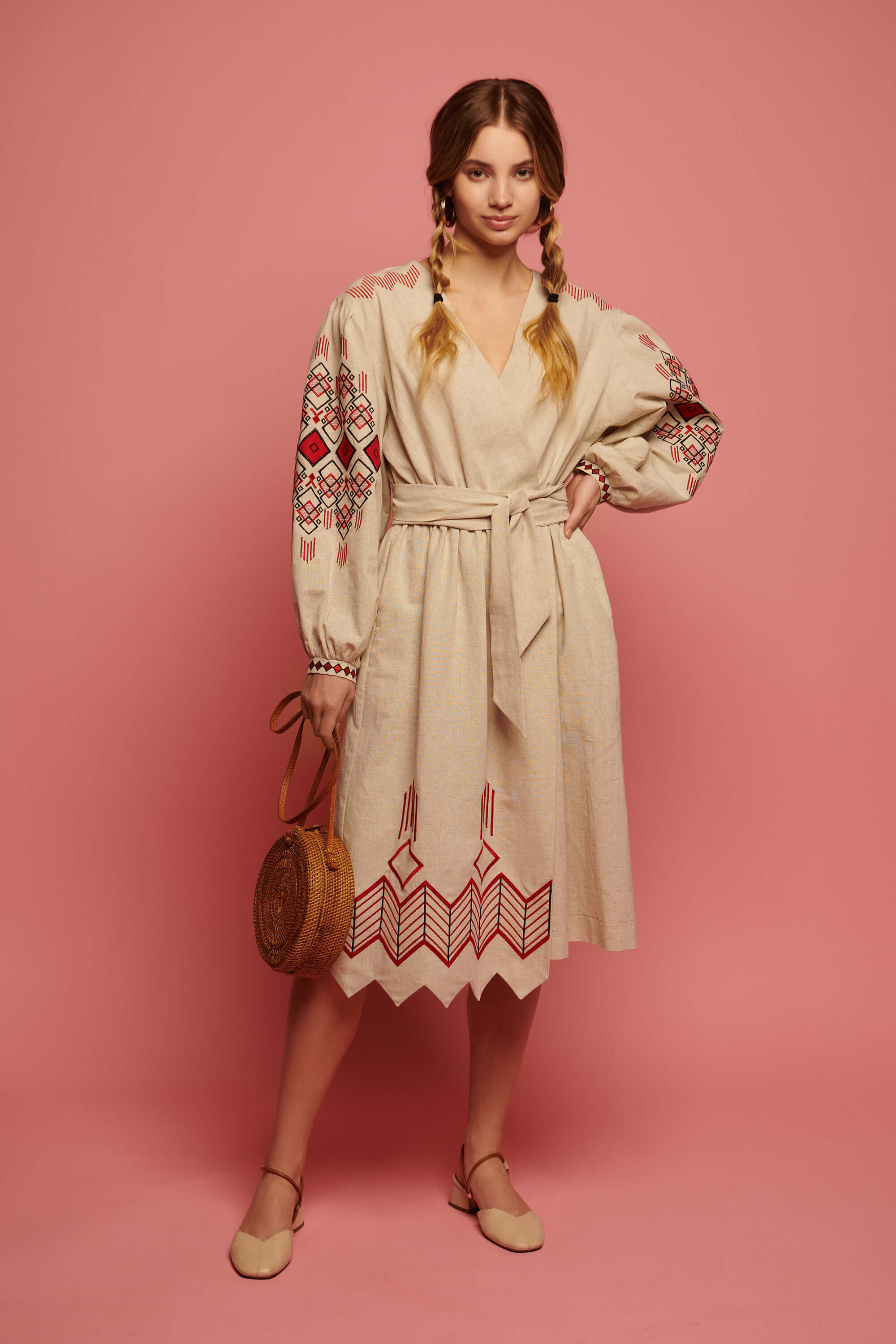 Women's linen embroidered dress Wave 3
