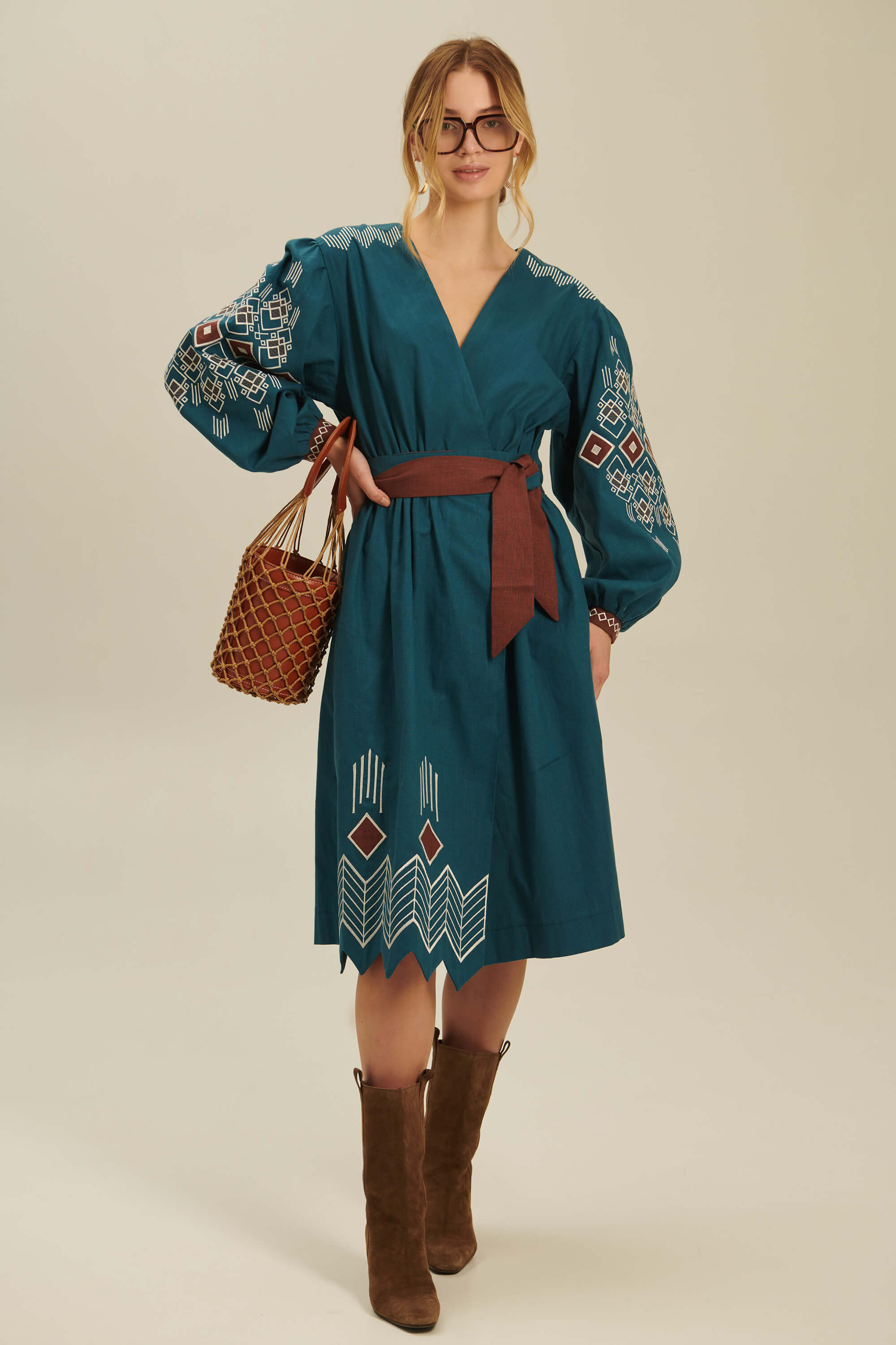 Women's linen embroidered dress Wave 1
