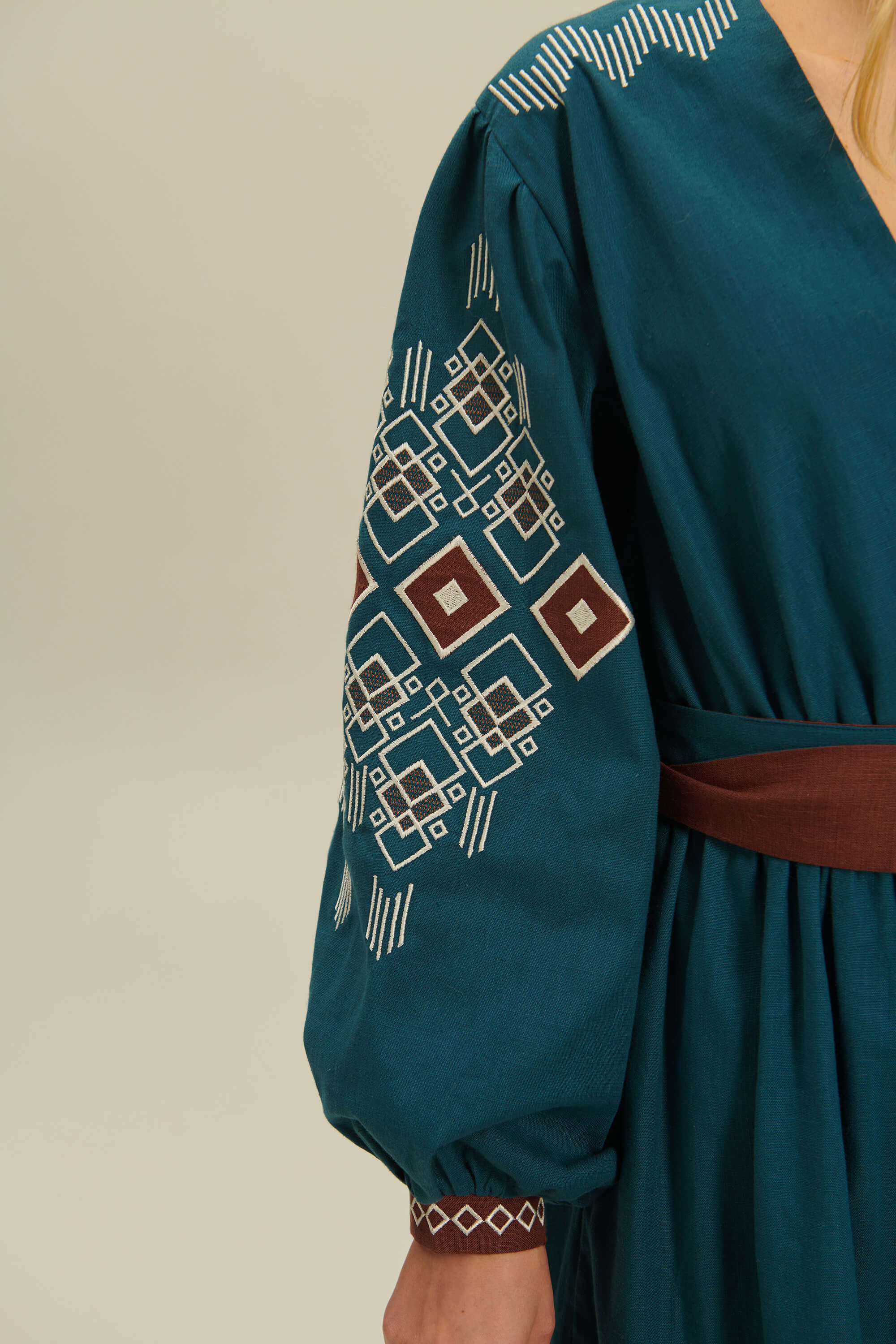 Women's linen embroidered dress Wave 1