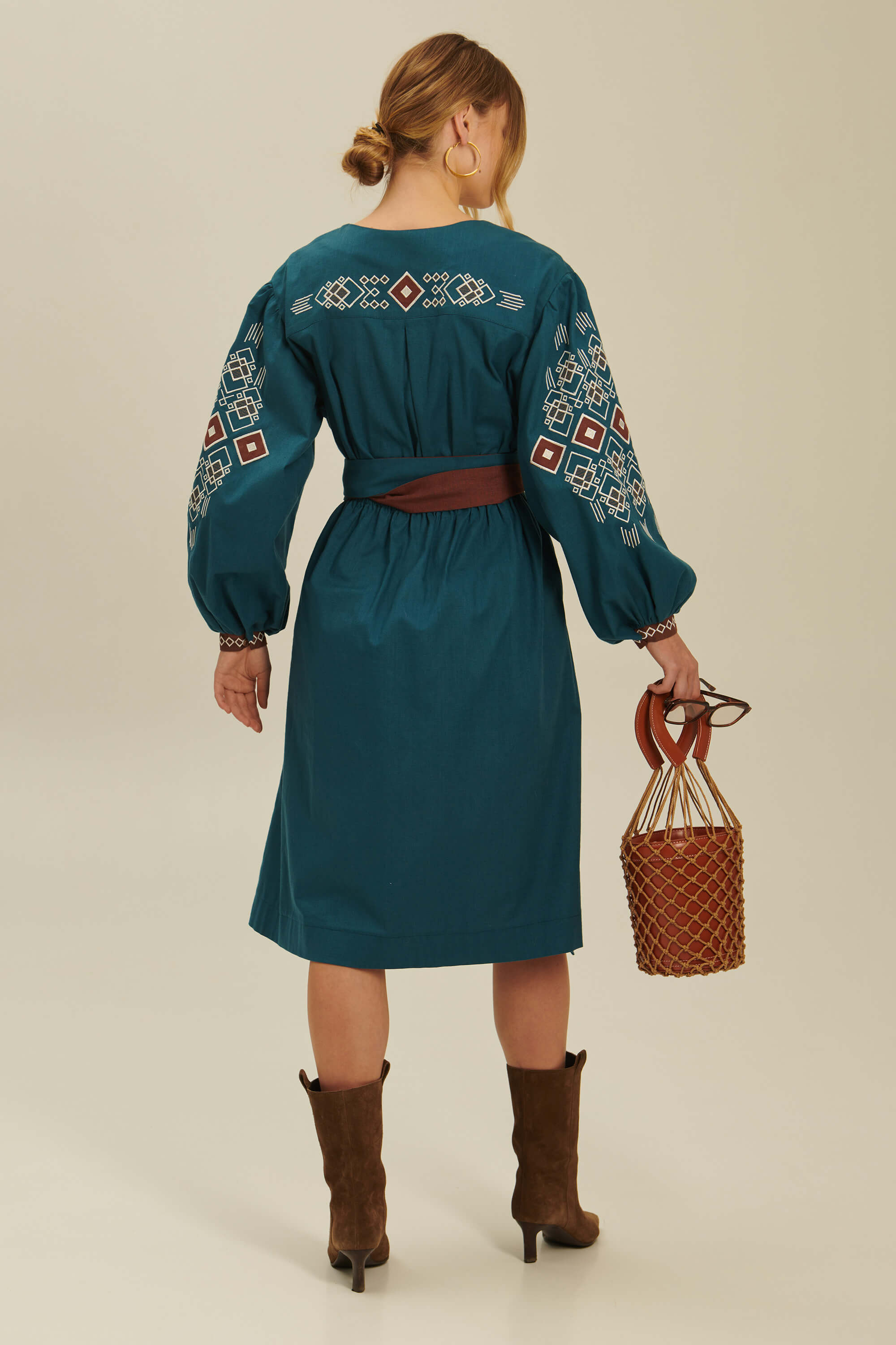 Women's linen embroidered dress Wave 1 | S | 42-44