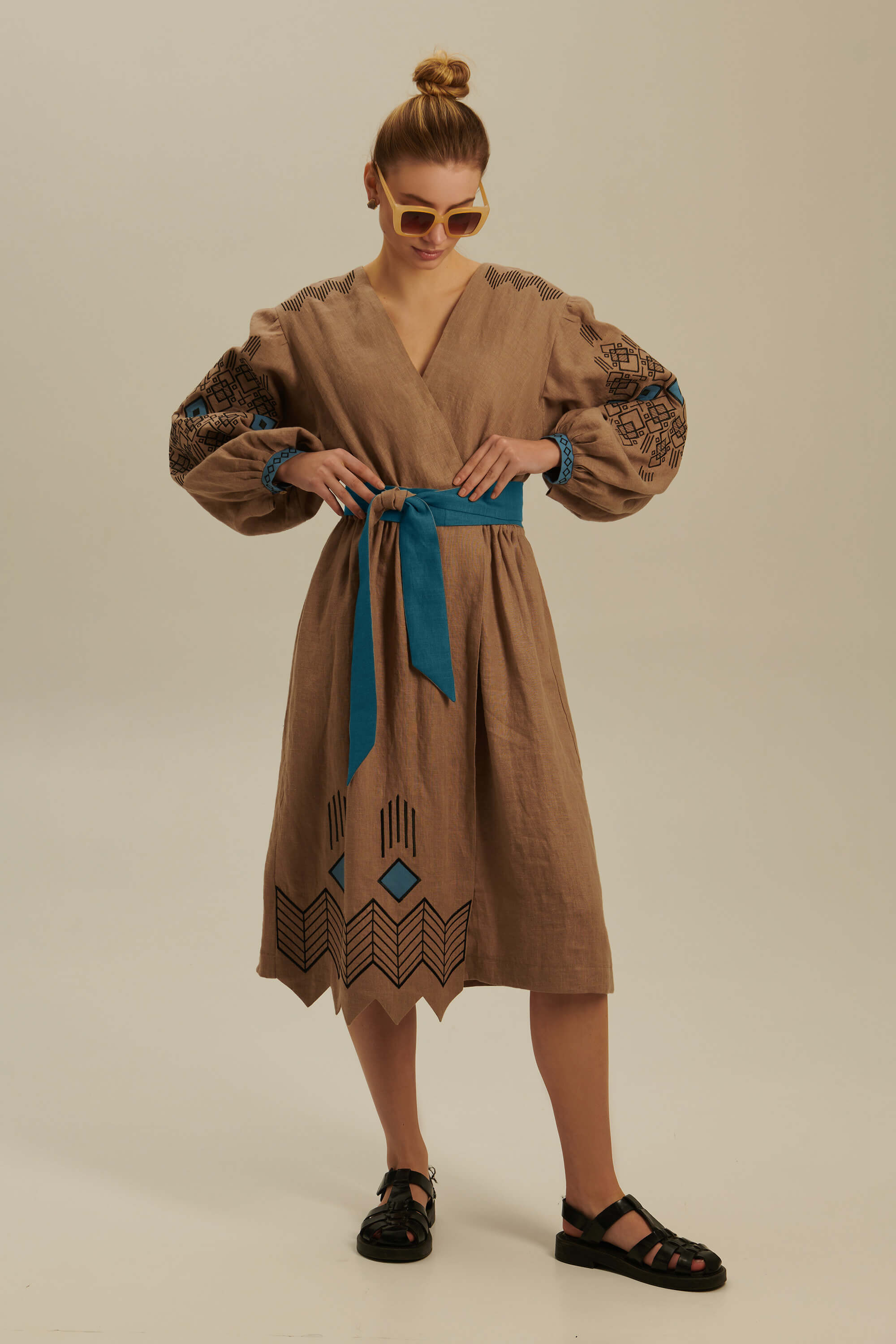 Women's linen embroidered dress Wave 2