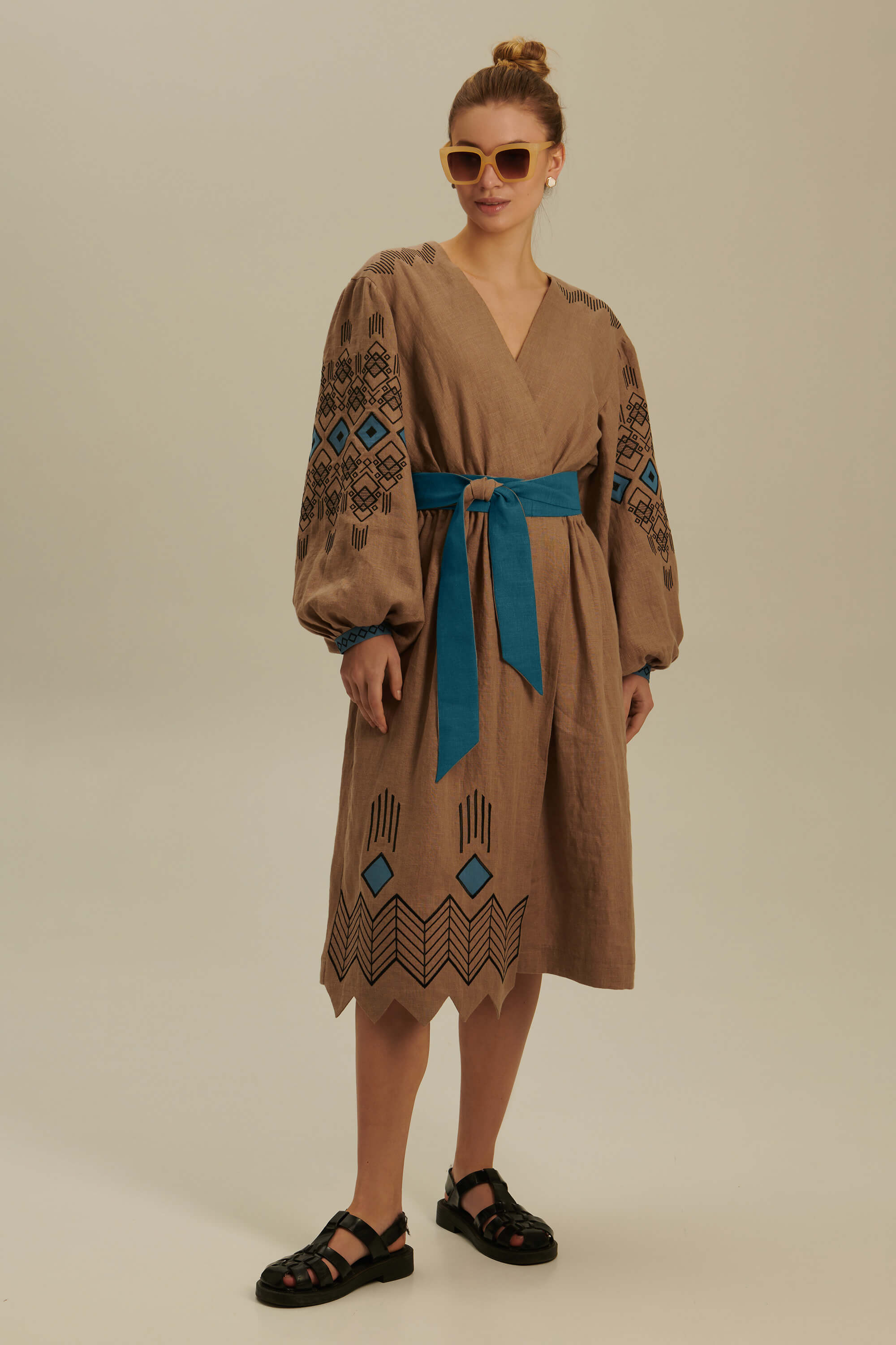 Women's linen embroidered dress Wave 2