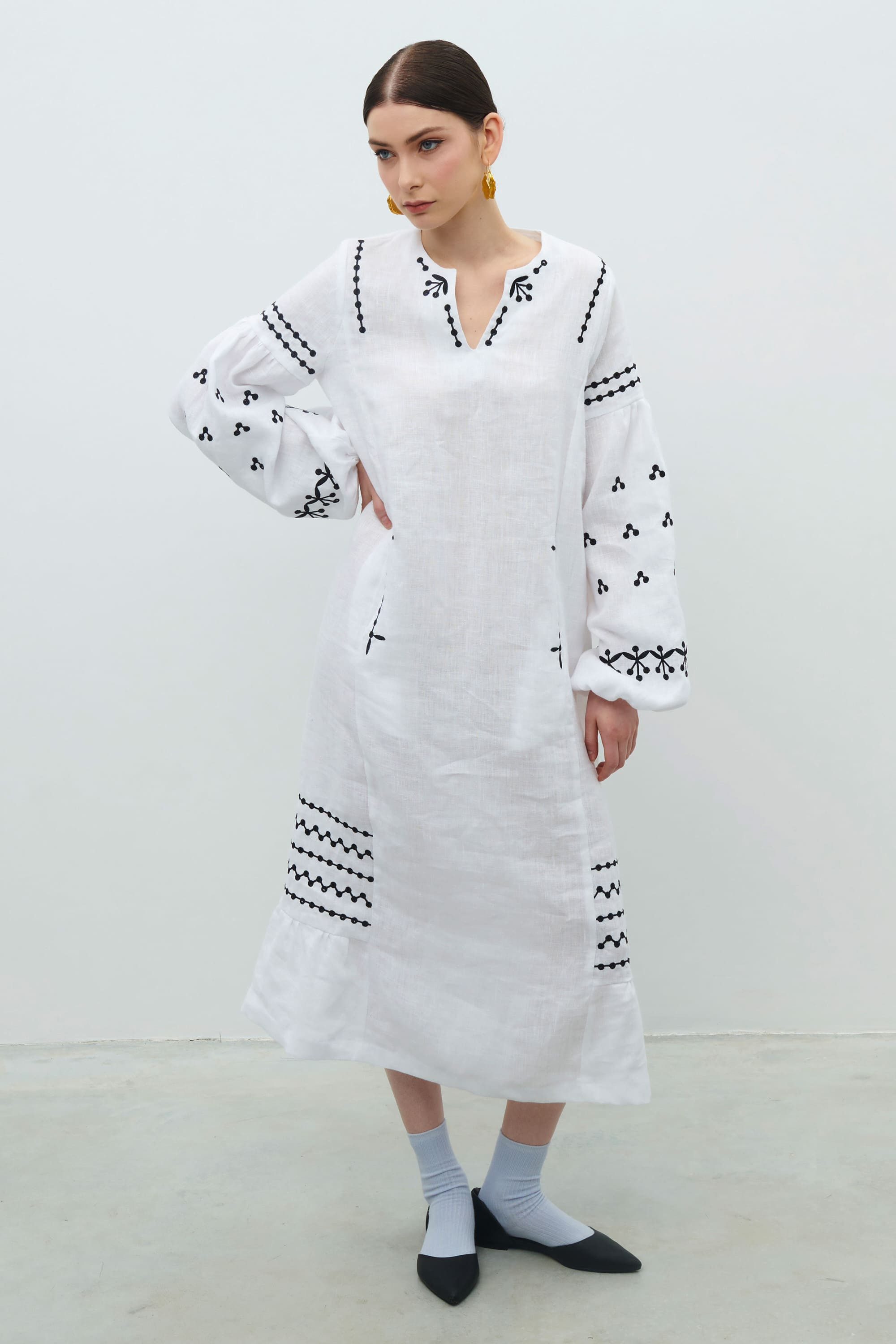 Linen set of dress and vest "Wreath" | S | 42-44