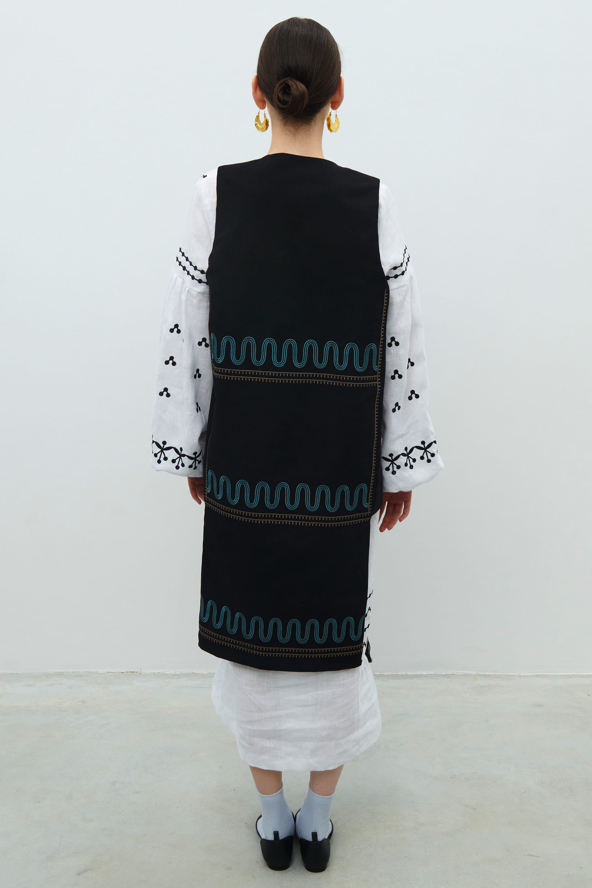 Linen set of dress and vest "Wreath" | S | 42-44