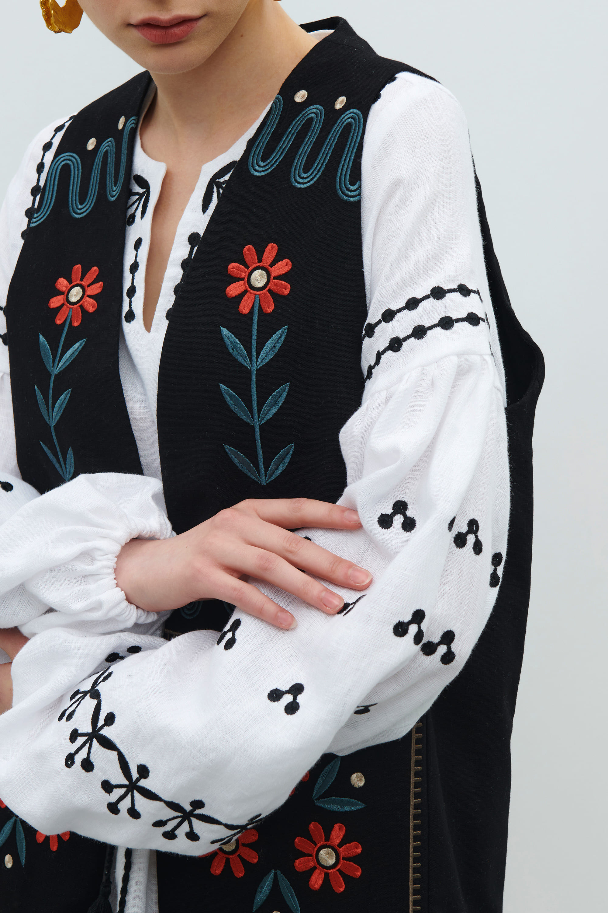 Linen set of dress and vest "Wreath" | S | 42-44