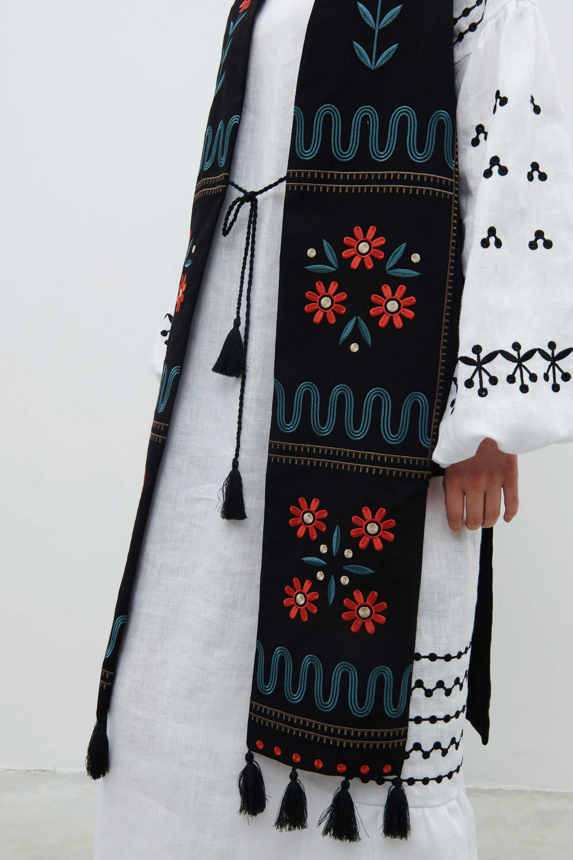 Linen set of dress and vest "Wreath" | S | 42-44