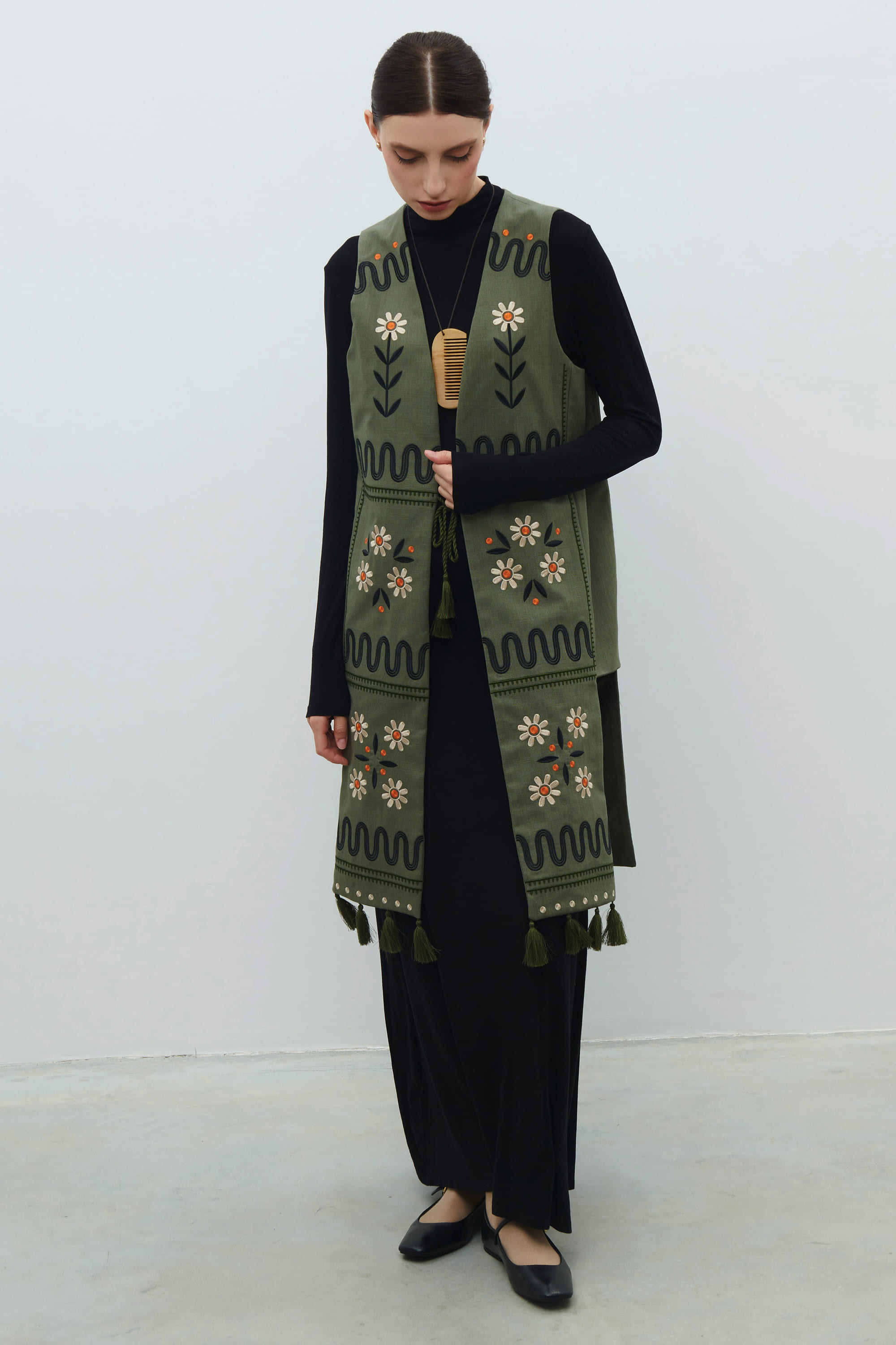 Women's linen waistcoat The crown of Maria Prymachenko's creativity | S | 42-44