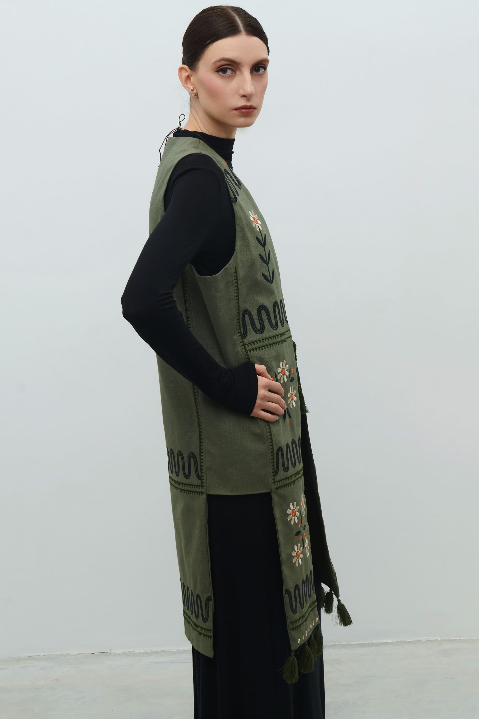 Women's linen waistcoat The crown of Maria Prymachenko's creativity | S | 42-44