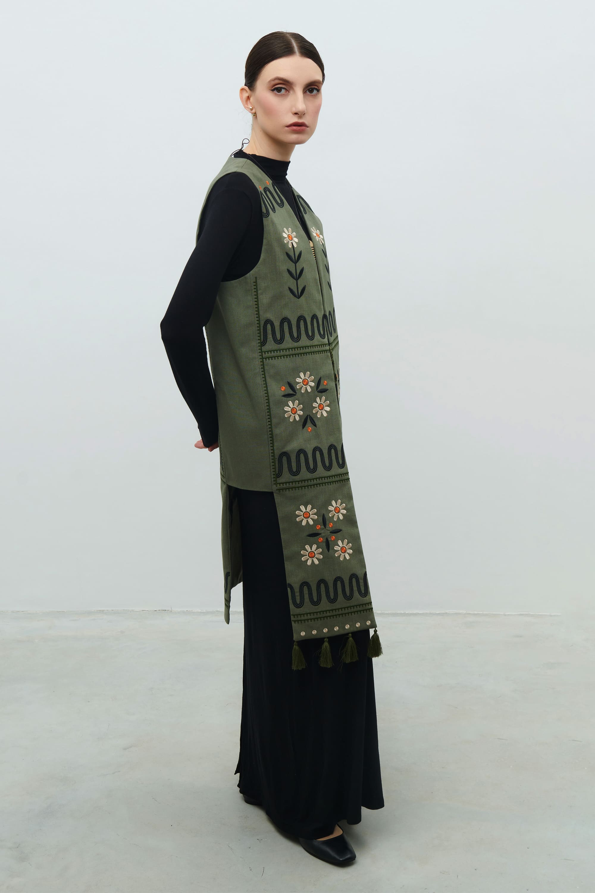 Women's linen waistcoat The crown of Maria Prymachenko's creativity | S | 42-44