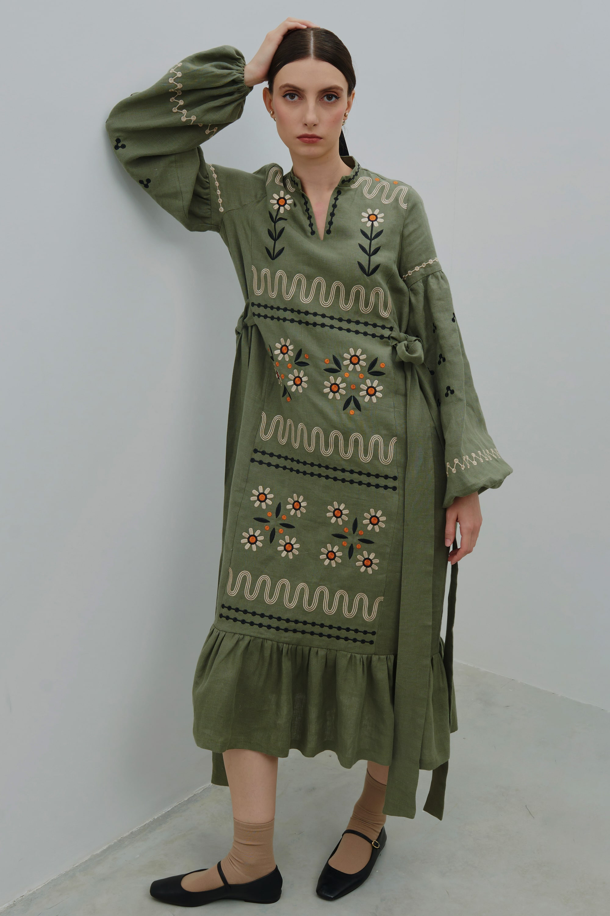 Embroidered linen dress The flowering of Maria Prymachenko's work