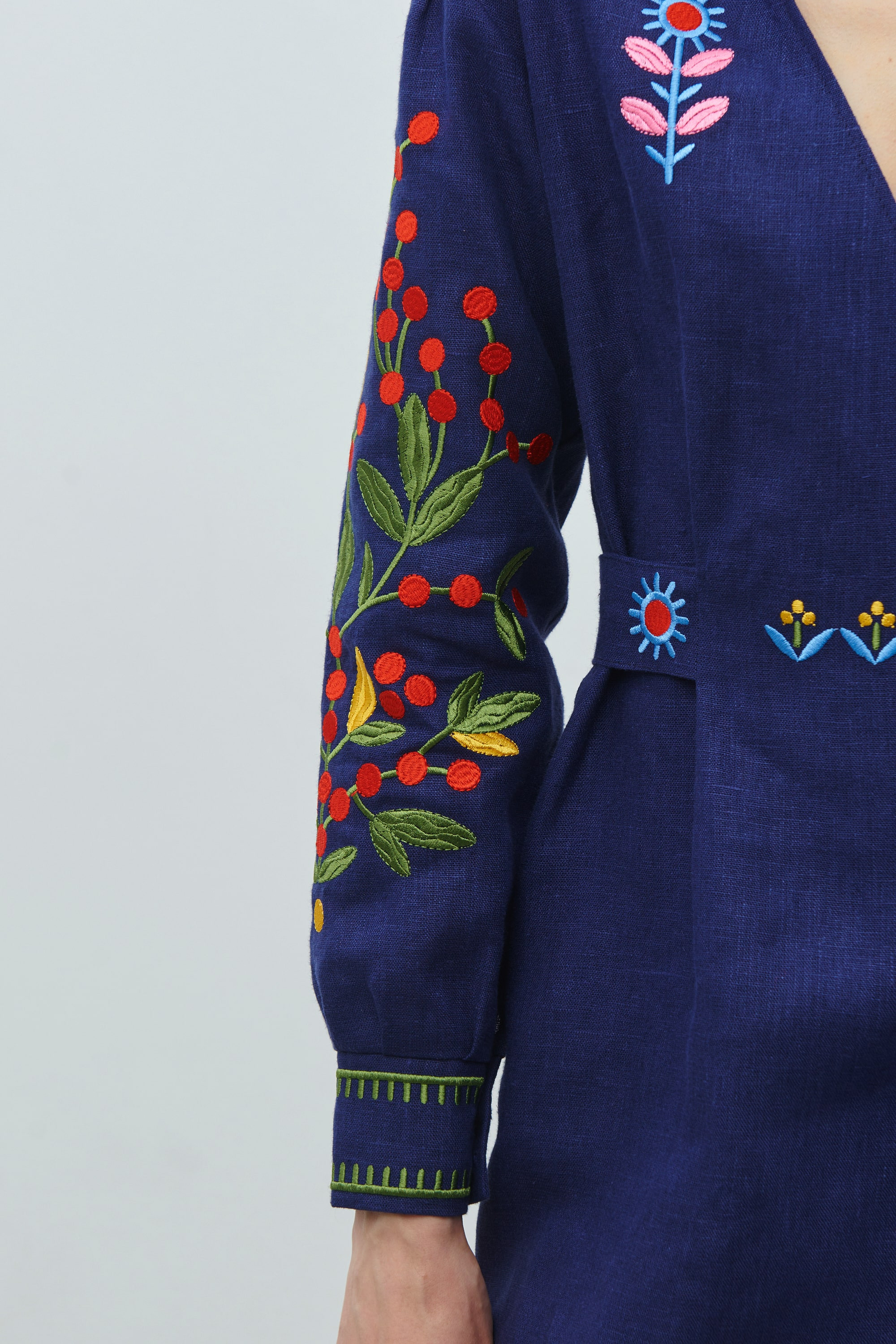 Linen embroidered dress Spring of creativity of Maria Prymachenko | S | 42-44