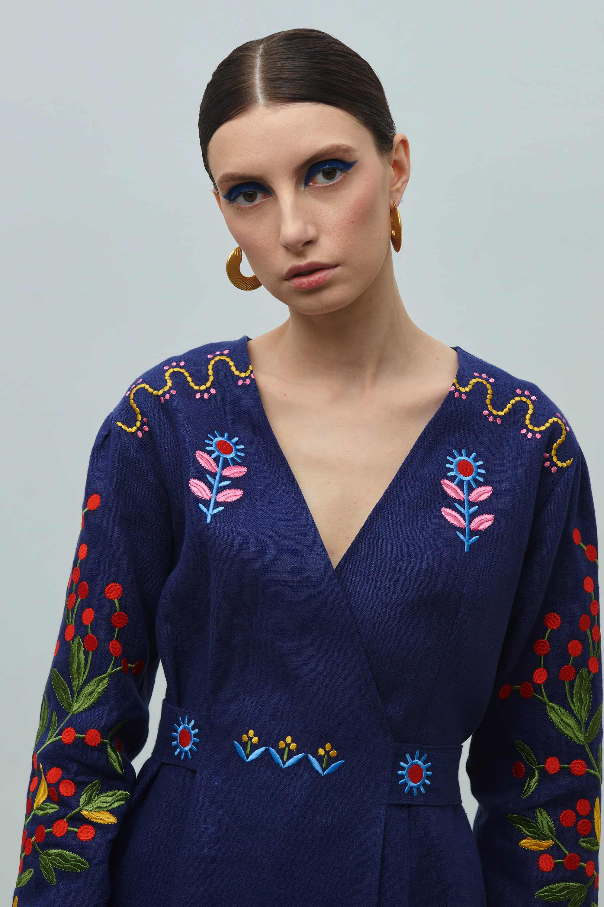 Linen embroidered dress Spring of creativity of Maria Prymachenko