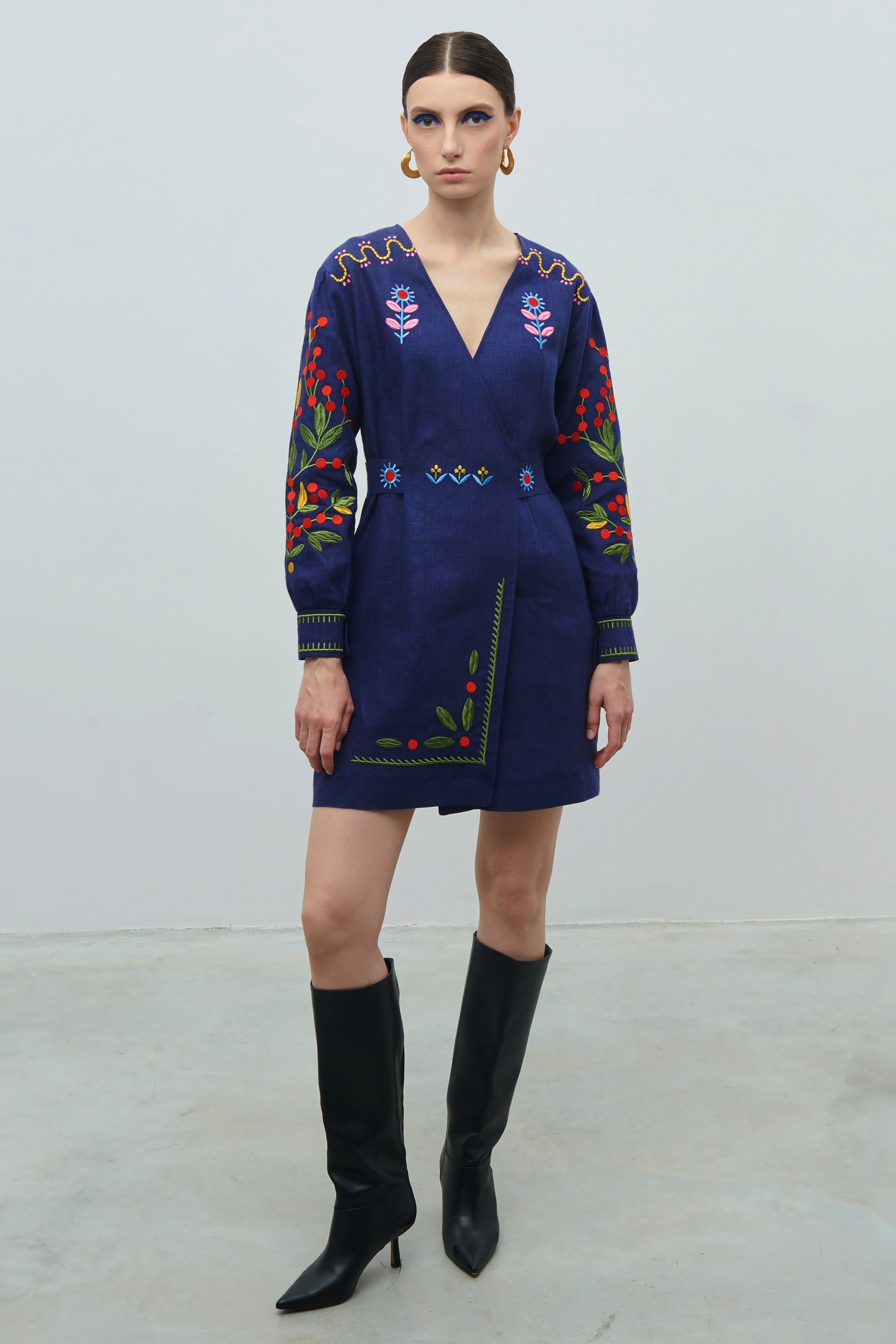 Linen embroidered dress Spring of creativity of Maria Prymachenko