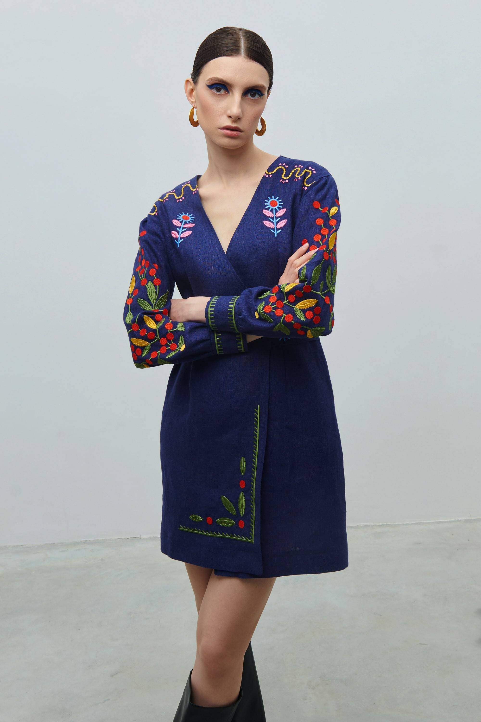 Linen embroidered dress Spring of creativity of Maria Prymachenko | S | 42-44