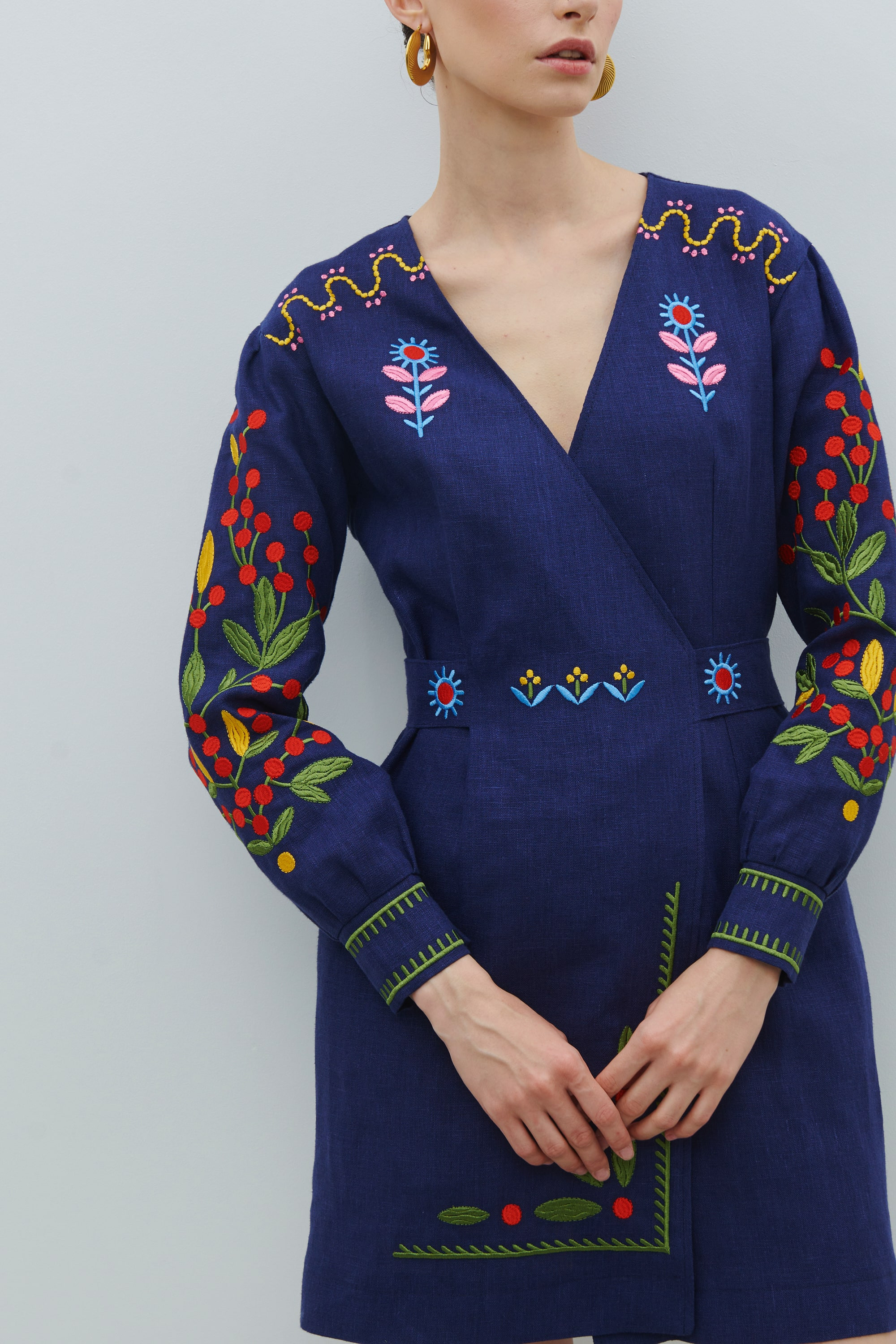 Linen embroidered dress Spring of creativity of Maria Prymachenko | S | 42-44