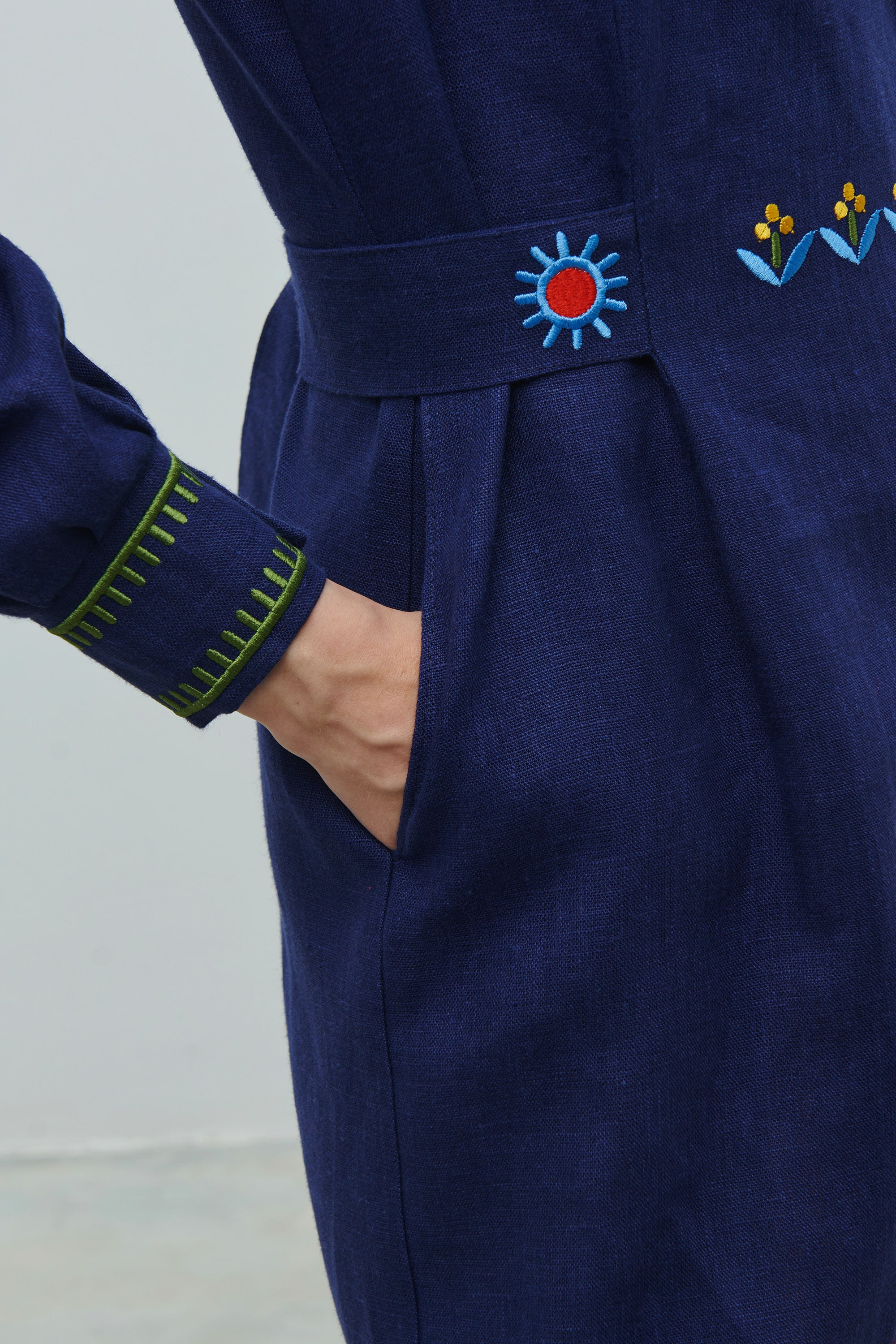 Linen embroidered dress Spring of creativity of Maria Prymachenko | S | 42-44