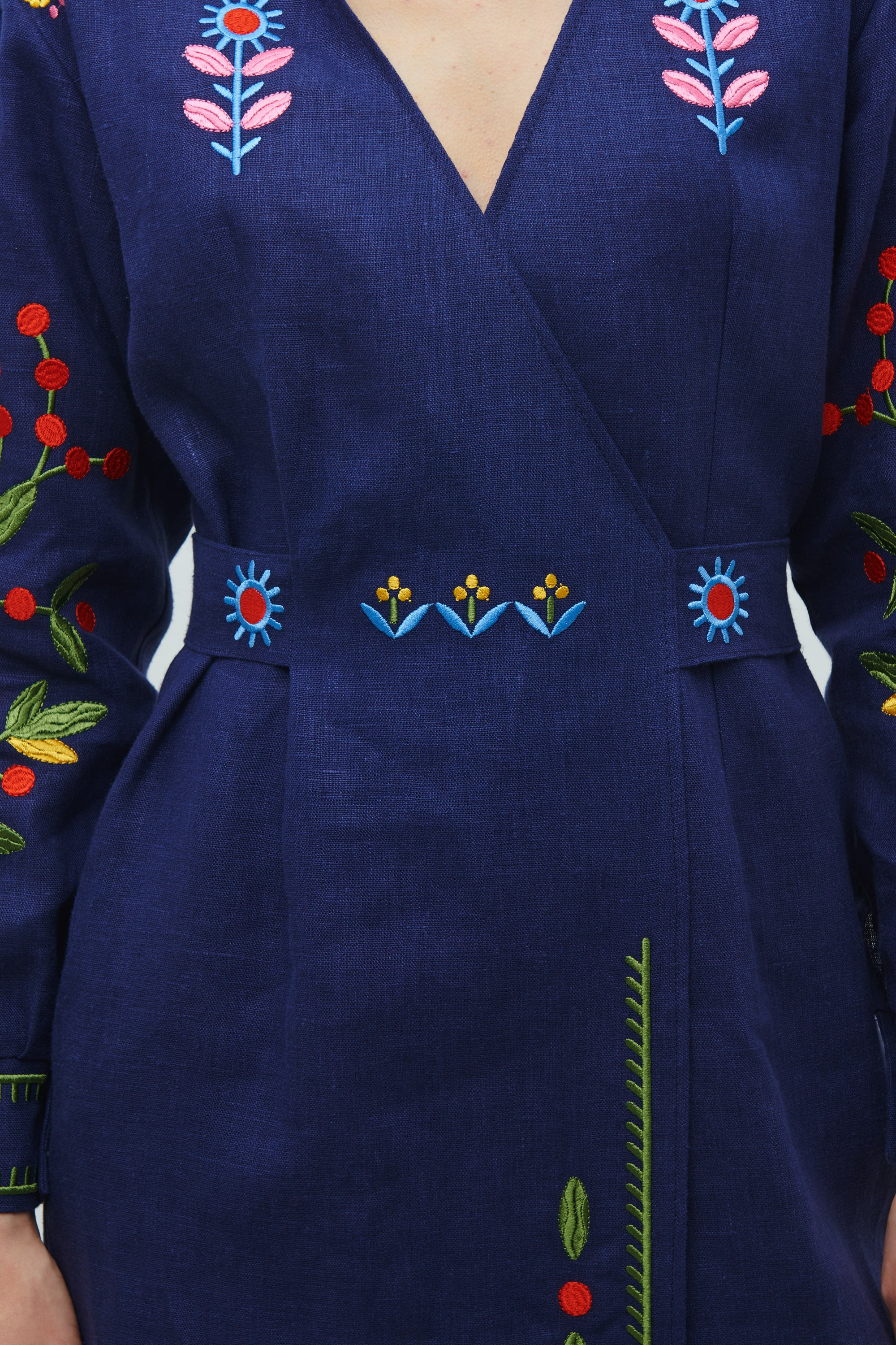 Linen embroidered dress Spring of creativity of Maria Prymachenko | S | 42-44