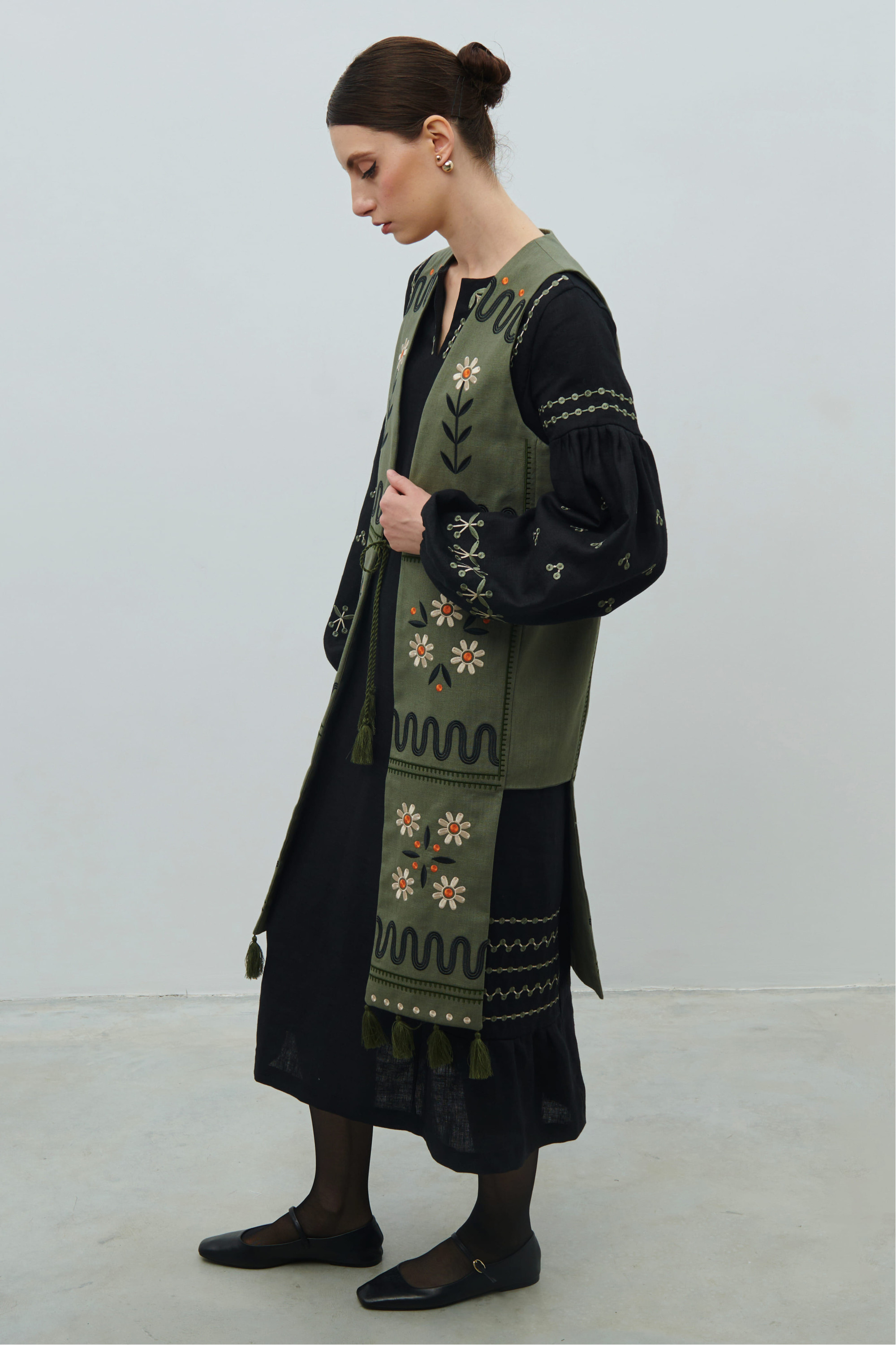 Women's linen waistcoat The crown of Maria Prymachenko's creativity | S | 42-44