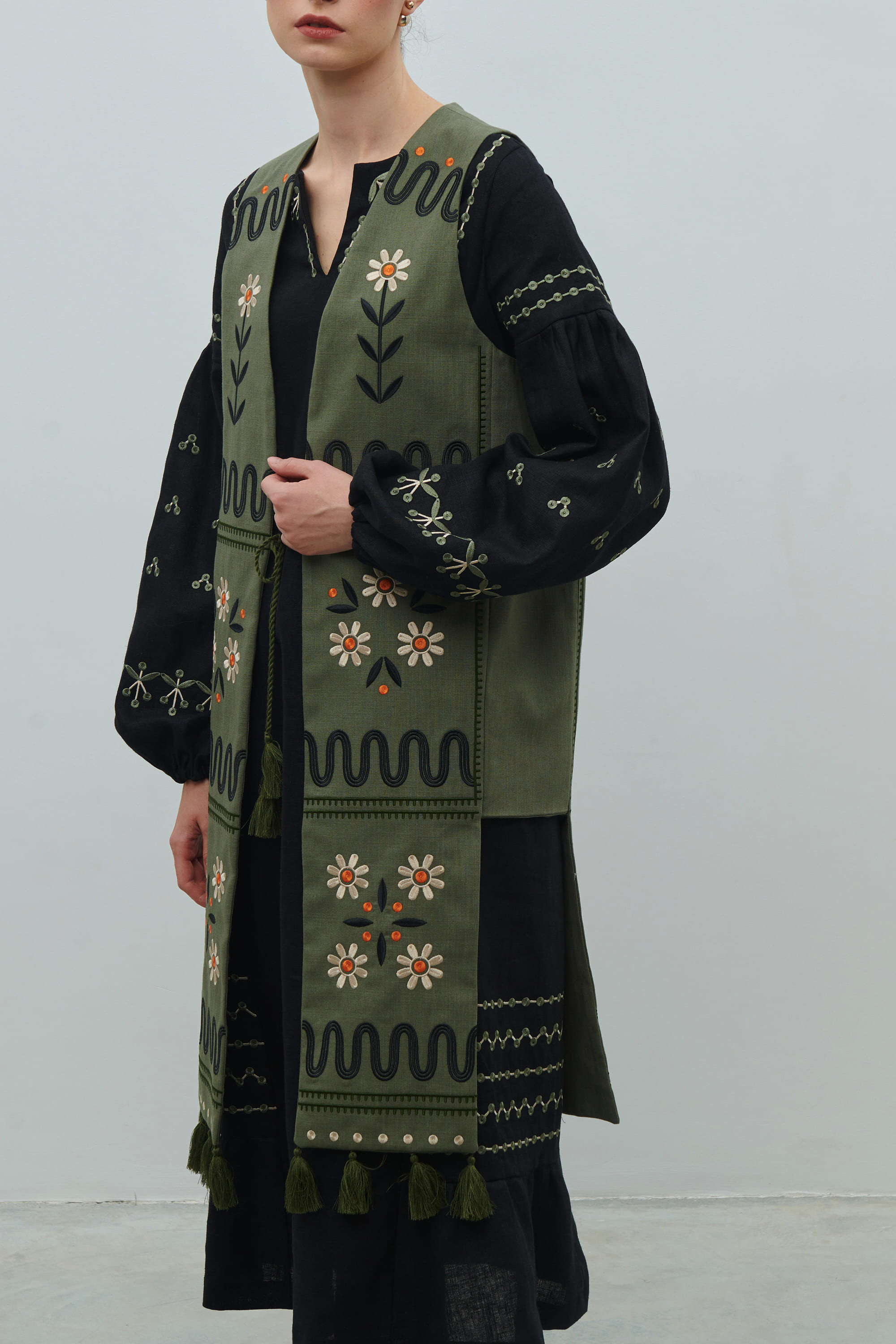 Women's linen waistcoat The crown of Maria Prymachenko's creativity | S | 42-44